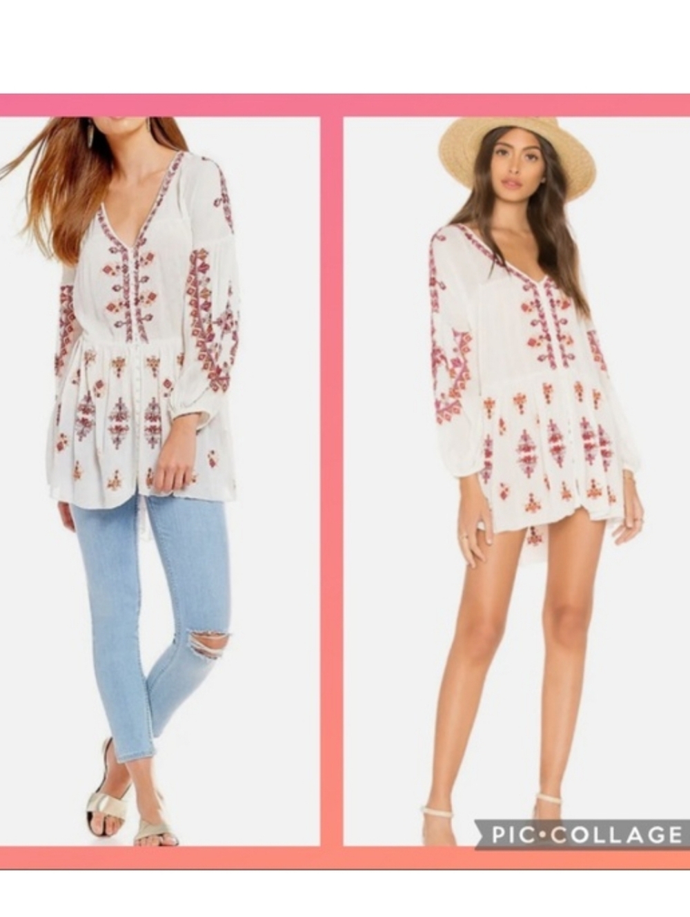 Free People Arianna Ivory Embroidered Mini Dress Tunic S